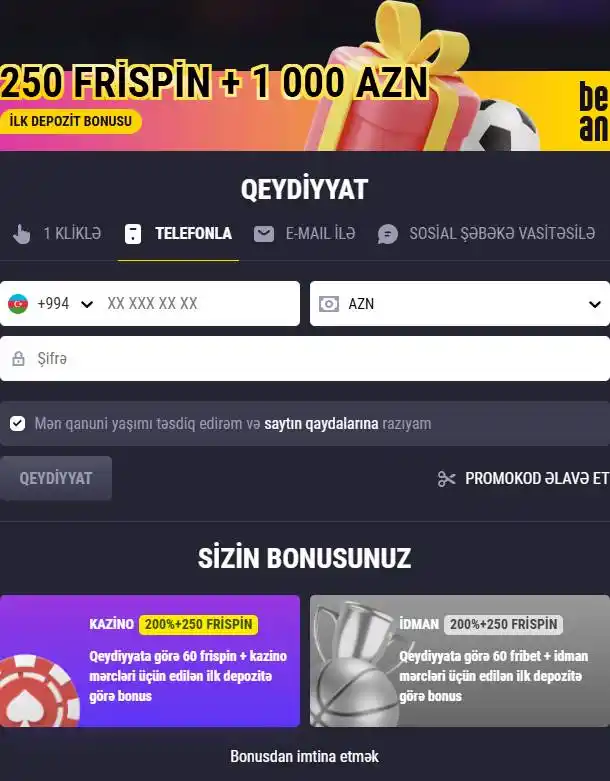 Şəxsi kabinet yaratmaq üçün keçilməli qeydiyyat
